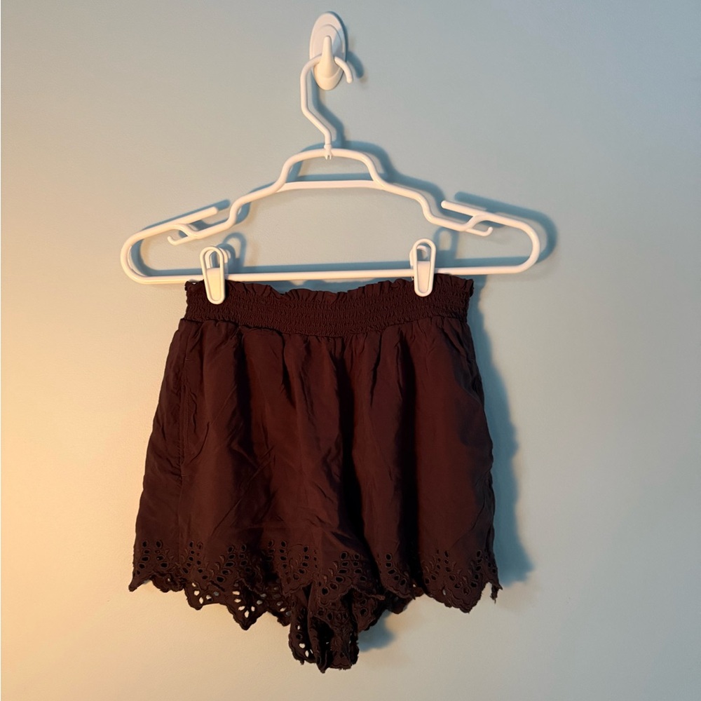 American Eagle Black Eyelet Hem Shorts